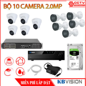 Trọn Bộ 10 Camera KBvision  IP POE 2.0MP