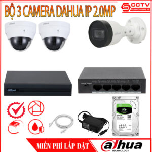 Bộ 3 Camera Dahua IP 2.0MP