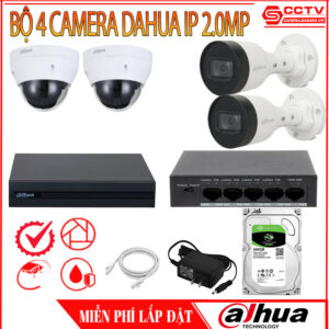 Bộ 4 Camera Dahua IP 2.0MP