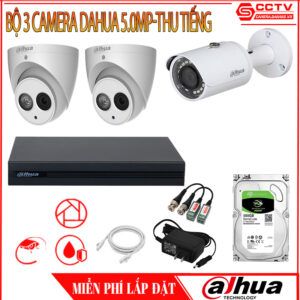 Trọn Bộ 3 Camera Dahua 5.0MP - Thu Tiếng