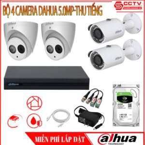 Trọn Bộ 4 Camera Dahua 5.0MP - Thu Tiếng
