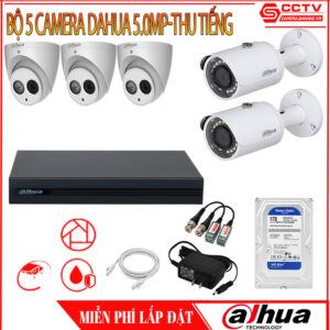 Trọn Bộ 5 Camera Dahua 5.0MP - Thu Tiếng