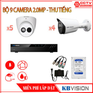 Trọn Bộ 9 Camera KBvision 2.0MP - Thu Tiếng